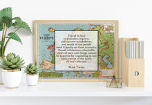 Load image into Gallery viewer, Mark Twain Quote Travel is fatal to prejudice, bigotry, and narrow-mindedness book lover Print for home library office wall Art UNFRAMED
