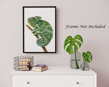 Load image into Gallery viewer, Watercolor Chameleon Poster Print - Lizard painting, Animal Wall Art - Reptile wall art - Physical Print Without Frame
