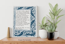 Load image into Gallery viewer, Much Ado About Nothing Print – Shakespeare Quote Art, Don John Monologue, Literary Wall Decor, Victorian Style Border, Classic Theatre Gift
