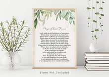 Load image into Gallery viewer, Prayer of Saint Francis Print – Peace Prayer Wall Art – Christian Home Decor – Religious Gift – Framed or Unframed
