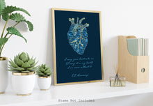 Load image into Gallery viewer, Kintsugi Heart - I carry your heart (I carry it in my heart) - E.E. Cummings Anatomical heart Art Print Home Decor poetry wall art Unframed

