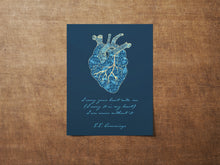 Load image into Gallery viewer, Kintsugi Heart - I carry your heart (I carry it in my heart) - E.E. Cummings Anatomical heart Art Print Home Decor poetry wall art Unframed
