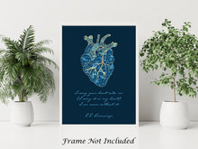 Load image into Gallery viewer, Kintsugi Heart - I carry your heart (I carry it in my heart) - E.E. Cummings Anatomical heart Art Print Home Decor poetry wall art Unframed
