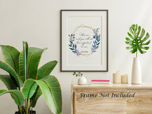 Load image into Gallery viewer, Sylvia Plath Quote Print – “Kiss Me” Literary Wall Art, Blue Floral Wreath Poster, Romantic Feminist Gift, Unframed Book Lover Decor
