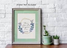 Load image into Gallery viewer, Sylvia Plath Quote Print – “Kiss Me” Literary Wall Art, Blue Floral Wreath Poster, Romantic Feminist Gift, Unframed Book Lover Decor
