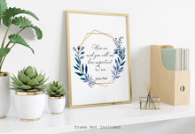Load image into Gallery viewer, Sylvia Plath Quote Print – “Kiss Me” Literary Wall Art, Blue Floral Wreath Poster, Romantic Feminist Gift, Unframed Book Lover Decor
