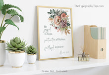 Load image into Gallery viewer, Romans 12:12 NIV - Bible Verse Wall Art, Floral Christian Decor - Be joyful in hope, patient in affliction, faithful in prayer - Unframed
