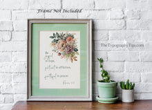 Load image into Gallery viewer, Romans 12:12 NIV - Bible Verse Wall Art, Floral Christian Decor - Be joyful in hope, patient in affliction, faithful in prayer - Unframed
