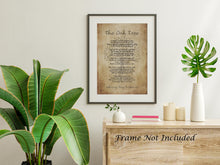 Load image into Gallery viewer, The Oak Tree Poem By Johnny Ray Ryder Jr - Poem Poster Print - Poetry Wall Art - Physical Print Without Frame
