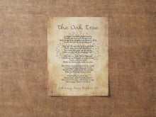 Load image into Gallery viewer, The Oak Tree Poem By Johnny Ray Ryder Jr - Poem Poster Print - Poetry Wall Art - Physical Print Without Frame
