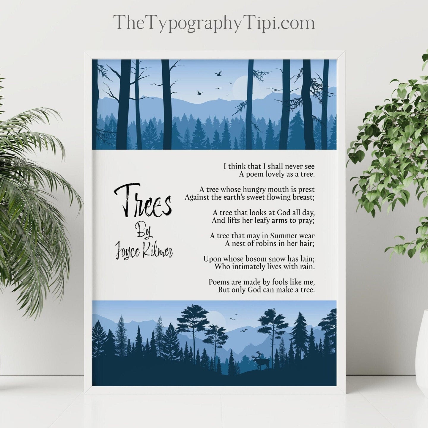 Trees By Joyce Kilmer - Poem Poster Print - Poetry Wall Art - Physical Print Without Frame