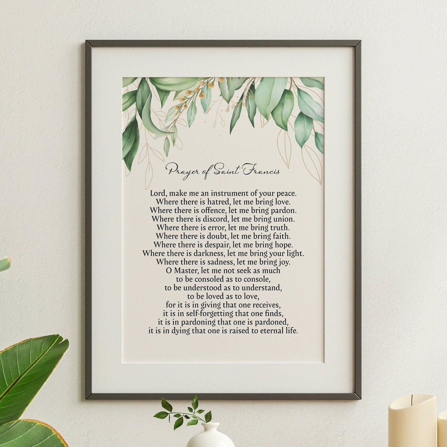Prayer of Saint Francis Print – Peace Prayer Wall Art – Christian Home Decor – Religious Gift – Framed or Unframed