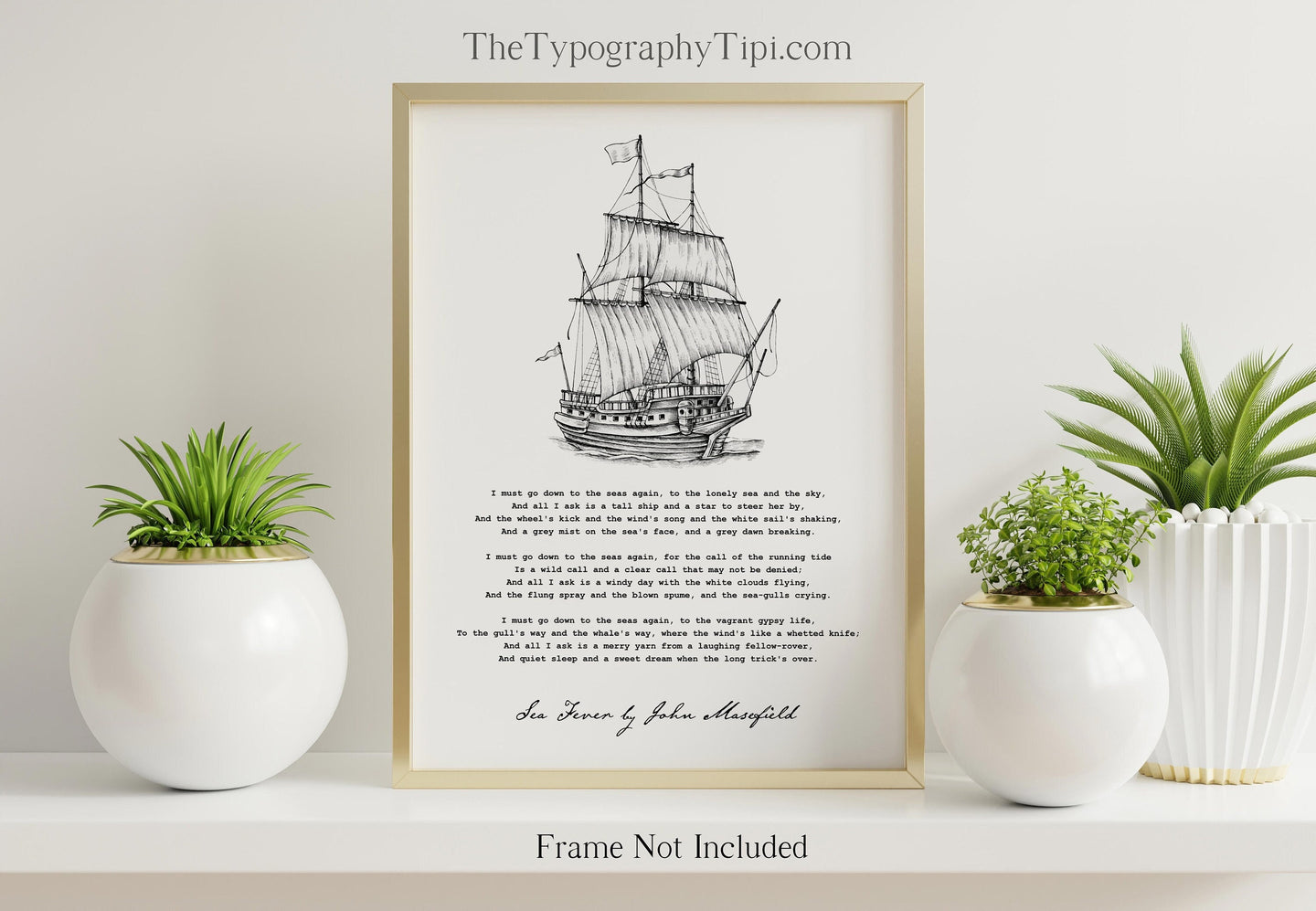 Sea Fever Poem by John Masefield Framed & Unframed Options