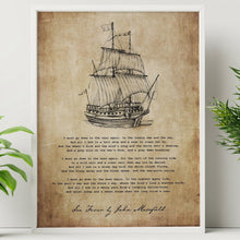 Load image into Gallery viewer, Sea Fever Poem by John Masefield Framed &amp; Unframed Options
