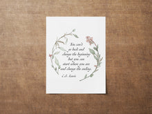Load image into Gallery viewer, C S Lewis Quote "You can't go back and change the beginning..." Book Lover Print C S Lewis poster Framed &amp; Unframed Options
