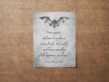 Load image into Gallery viewer, Dracula Quote Print Welcome Sign Gothic Wall Art - Literary Decor - Bram Stoker Poster - Victorian Horror Aesthetic - Vampire Welcome Sign
