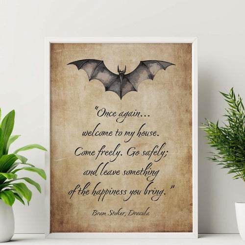 Dracula Quote Print Welcome Sign Gothic Wall Art - Literary Decor - Bram Stoker Poster - Victorian Horror Aesthetic - Vampire Welcome Sign