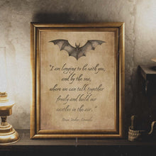 Load image into Gallery viewer, Dracula Book Quote Print Bram Stoker I am longing to be with you... Build our castles in the air Literary Wall Art Framed &amp; Unframed Options
