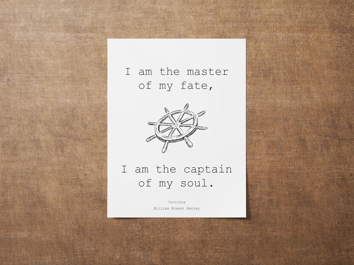 Invictus Poem Print – I Am the Master of My Fate – William Ernest Henley Quote Wall Art – Literary Decor for Home Office Framed or Unframed