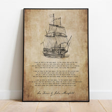 Load image into Gallery viewer, Sea Fever Poem Print, John Masefield Poetry Nautical Wall Art

