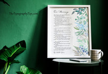 Load image into Gallery viewer, On Marriage Poem Print By Kahlil Gibran Wedding Gift
