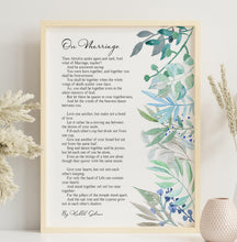 Load image into Gallery viewer, On Marriage Poem Print By Kahlil Gibran Wedding Gift
