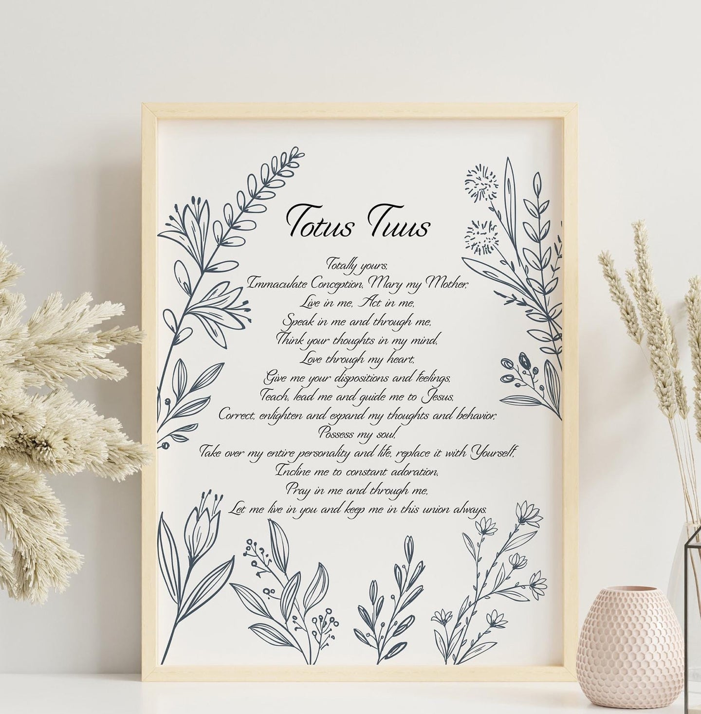 Totus Tuus Prayer Print Totally yours Prayer, Mary my Mother - Catholic Prayer - Physical Print Without Frame - Pope John Paul II