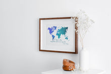 Load image into Gallery viewer, Susan Sontag Travel Quote Print &quot;I haven&#39;t been everywhere...&quot; Geometric World Map Art Wanderlust Wall Decor Adventure Lover Gift

