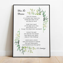 Load image into Gallery viewer, Dive for Dreams Poem Print E. E. Cummings
