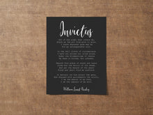 Load image into Gallery viewer, William Ernest Henley Poem invictus poem Art Print Home office Decor poetry wall art UNFRAMED
