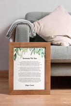 Load image into Gallery viewer, Sermons We See Edgar Guest Full Poem Print – Inspirational Wall Art – Botanical Watercolour Quote Poster for Home, Office or Gift
