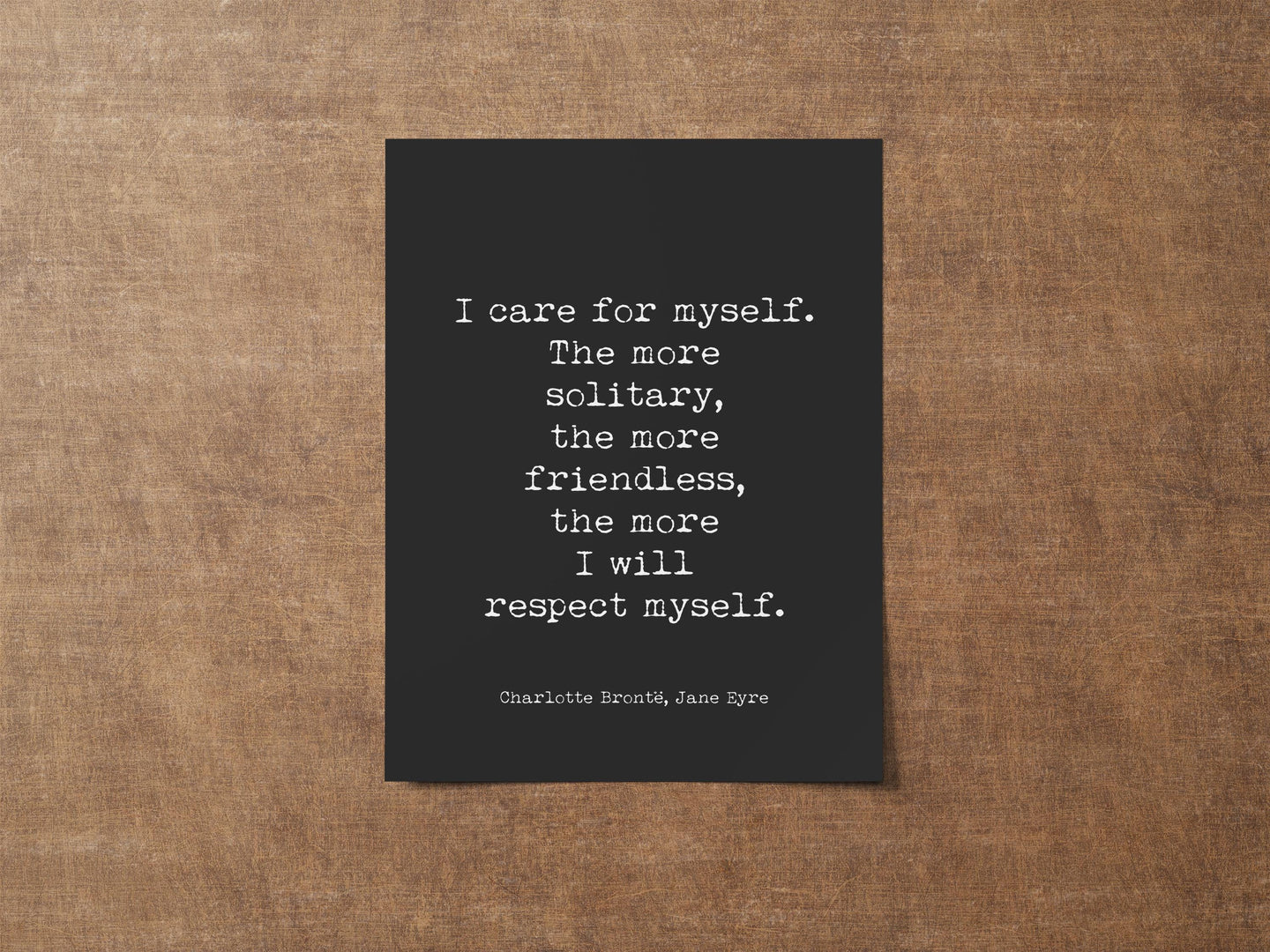 Jane Eyre Quote Print – Charlotte Brontë Self-Respect Wall Art, Black and White Literary Poster, Feminist Minimalist Book Quote