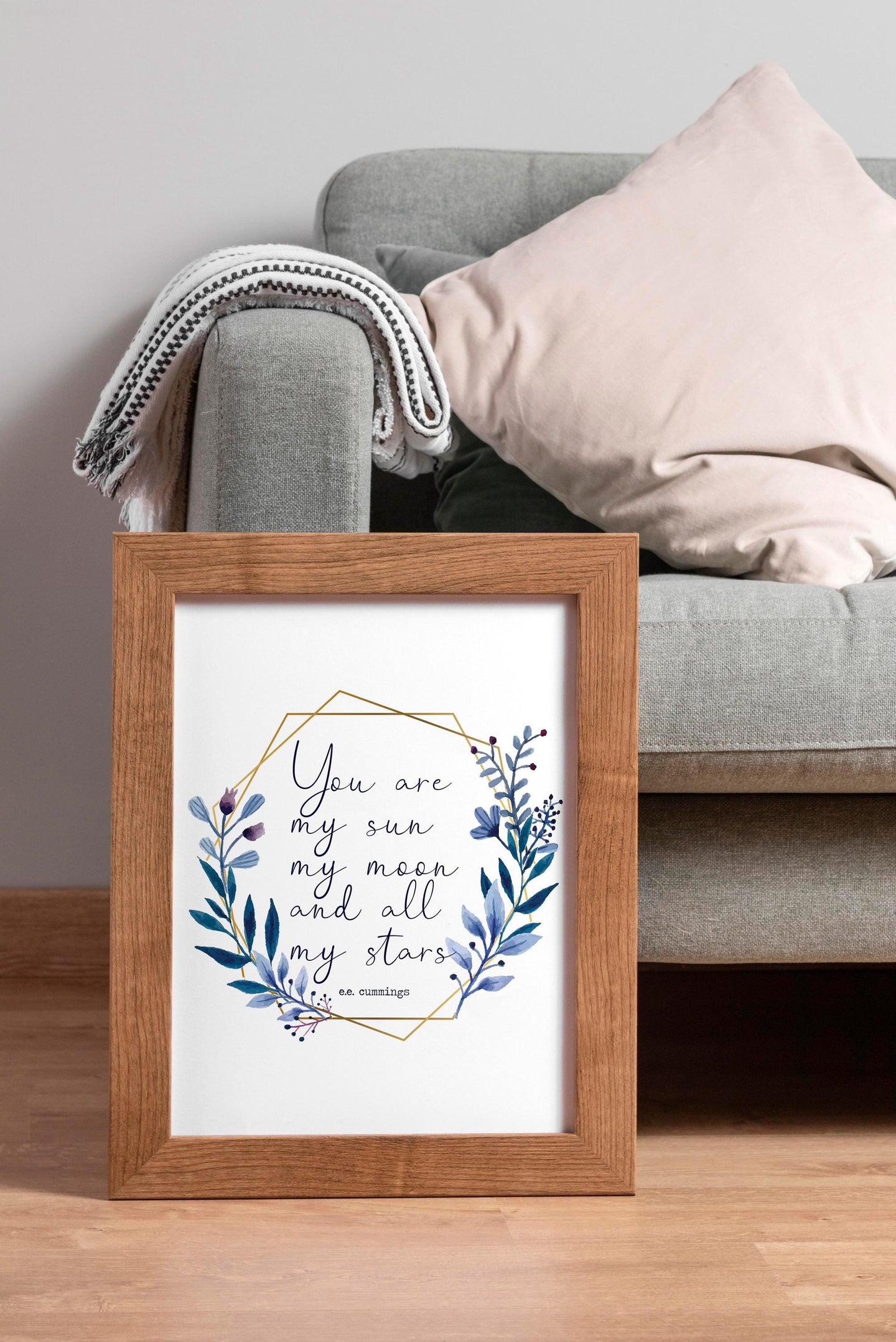 You Are My Sun My Moon and All My Stars – e.e. cummings Quote Print – Nursery Wall Art, Romantic Gift