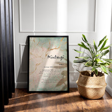 Load image into Gallery viewer, Kintsugi Art Print Japandi Decor Kintsukuroi Definition Poster Japanese Definition print Framed &amp; Unframed Options

