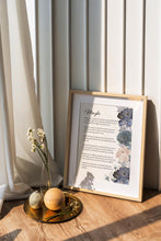 Load image into Gallery viewer, Maybe Poem Print 1st Anniversary Gift or Wedding Memento – Love Poem Wall Art with Elegant Blue Floral Design
