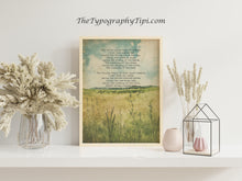 Load image into Gallery viewer, Out in the Fields with God Poem Print - Framed &amp; Unframed Options
