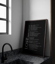 Load image into Gallery viewer, Charles Bukowski Poem Print “Lost” or &quot;To Hell and Back&quot; – Black and White Minimalist Literary Art
