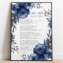Load image into Gallery viewer, All Is Well Funeral Poem Print – In Loving Memory Art for Celebration of Life, "Death is nothing at all", Sympathy or Condolence Gift

