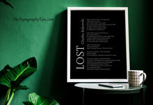 Load image into Gallery viewer, Charles Bukowski Poem Print “Lost” or &quot;To Hell and Back&quot; – Black and White Minimalist Literary Art
