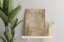 Load image into Gallery viewer, The Art Of Marriage Love Poem by Wilferd Arlan Peterson Wedding Poem Wall Art Ceremony Reading - Framed and Unframed Options
