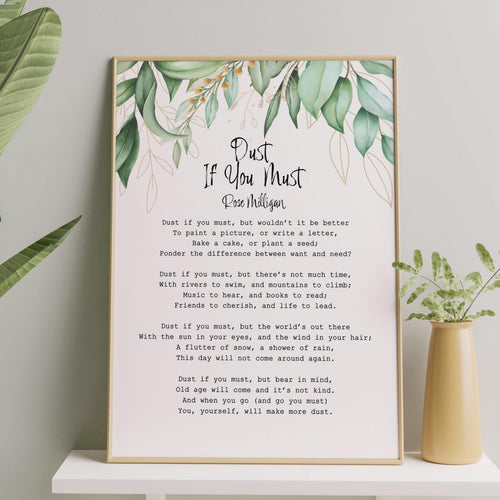 Dust If You Must Poem Print Laundry Room Decor Poem by Rose Milligan - Mother In Law Christmas Gift - Quirky Poem Poster Print