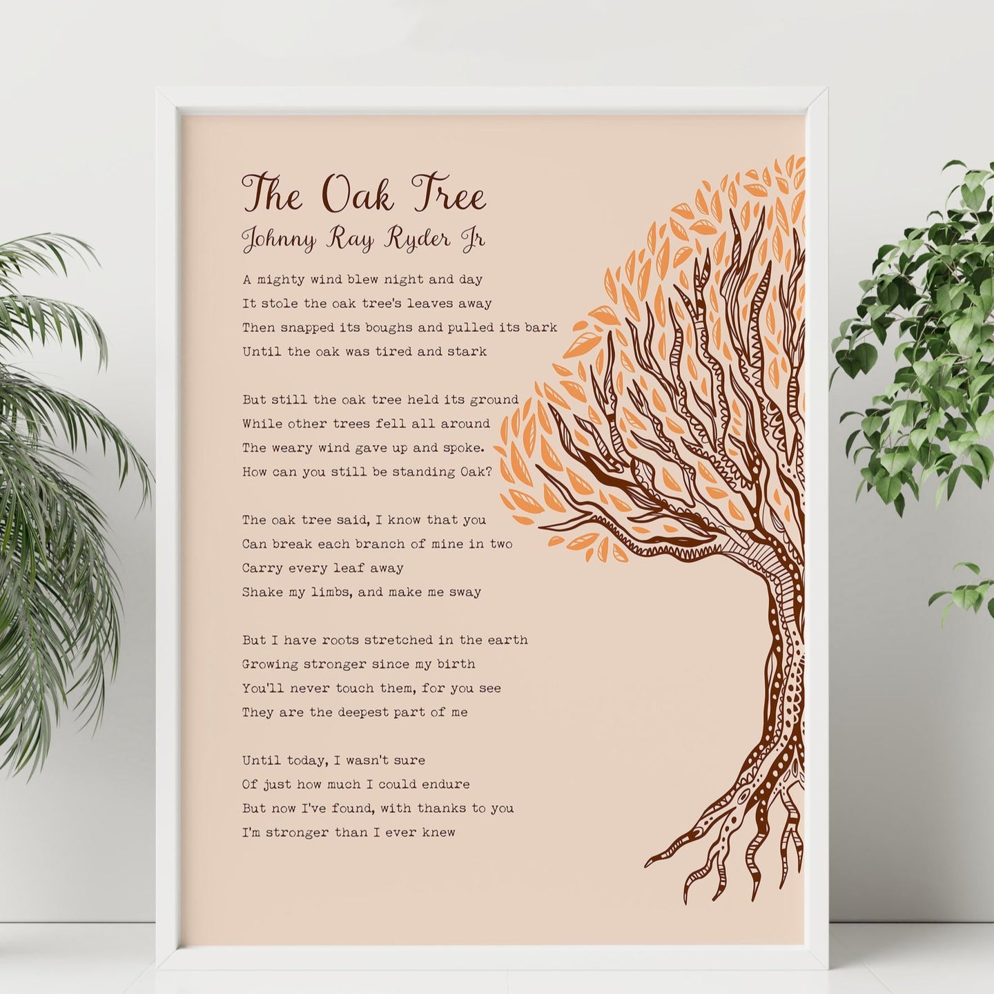 The Oak Tree Poem Encouragement Gift Poster Print - Poetry Wall Art