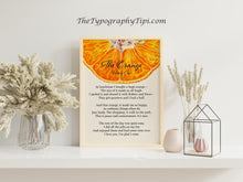 Load image into Gallery viewer, The Orange By Wendy Cope Poetry Poster Print - I love you. I’m glad I exist - Framed &amp; Unframed Options
