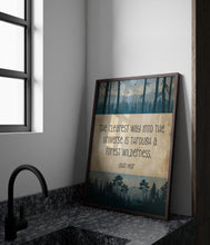 Load image into Gallery viewer, John Muir Quote &quot;The clearest way into the universe is through a forest wilderness.&quot; Book Shelf Decor - Framed &amp; Unframed Options
