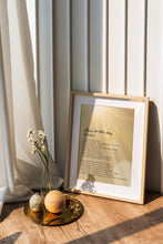 Load image into Gallery viewer, Look to This Day Kalidasa Poem Print – Inspirational Gold Sunrise Wall Art | Mindful Living Gift - Framed &amp; Unframed Options
