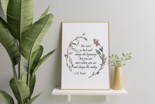 Load image into Gallery viewer, C S Lewis Quote You can&#39;t go back and change the beginning... Book Lover Print C S Lewis poster Framed &amp; Unframed Options
