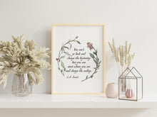 Load image into Gallery viewer, C S Lewis Quote "You can't go back and change the beginning..." Book Lover Print C S Lewis poster Framed &amp; Unframed Options
