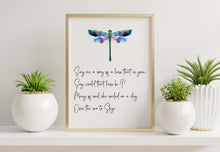 Load image into Gallery viewer, Skye Boat Song Lyrics Wall Art "Sing me a song of a lass that is gone" Scottish Lyric Wall Art With Dragonfly Framed &amp; Unframed Options

