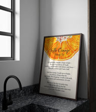 Load image into Gallery viewer, The Orange By Wendy Cope Poetry Poster Print - I love you. I’m glad I exist - Framed &amp; Unframed Options
