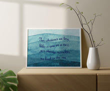 Load image into Gallery viewer, Cummings Poem For whatever we lose Beach Decor poetry wall art Our self we find in the sea Framed &amp; Unframed Options
